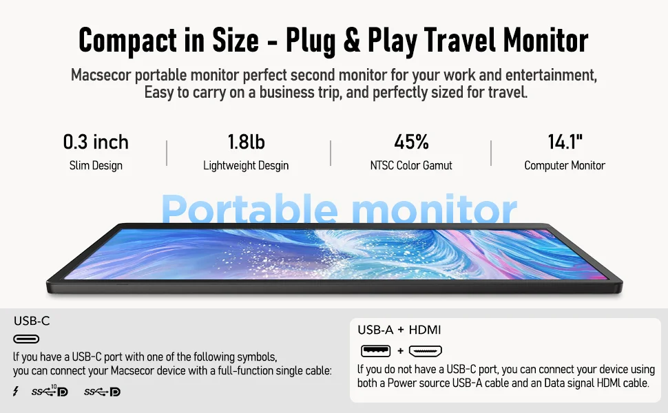 14.1" Dual-Screen Monitor 3 Macsecor 14.1 Inch Dual Screen Monitor Details 2