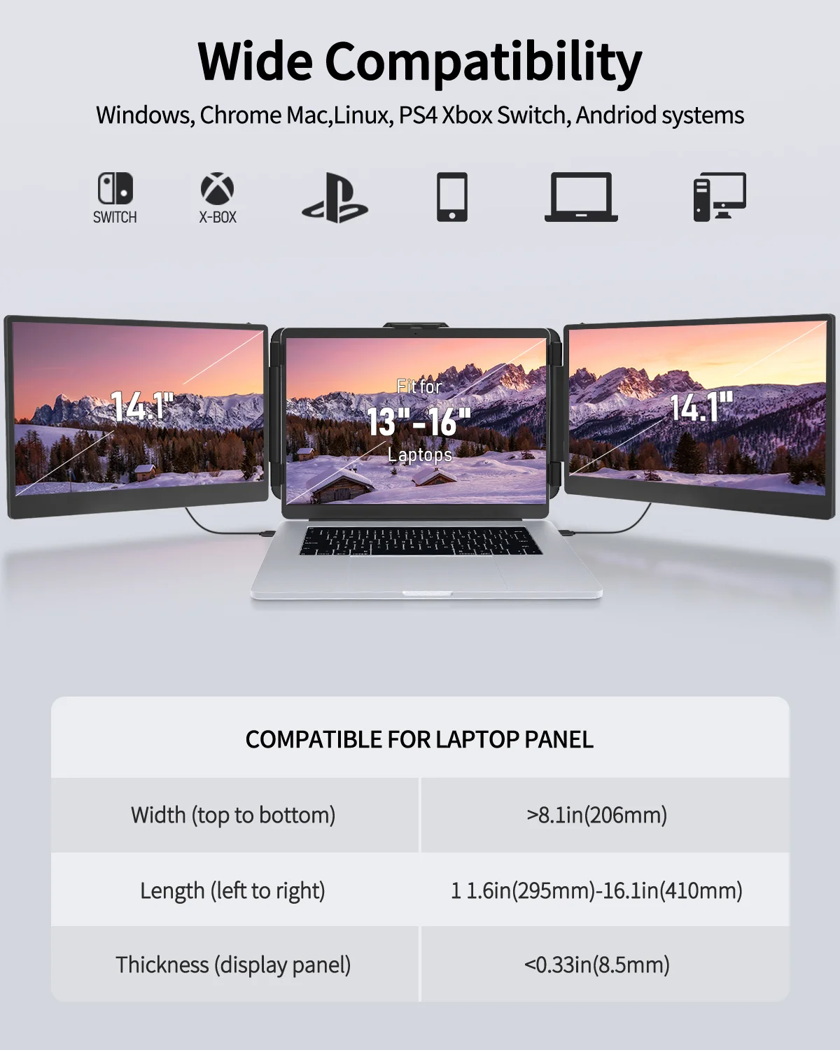 14.1" Tri-Screen Monitor 7 Macsecor 14.1 Inch Triple Screen Monitor 4
