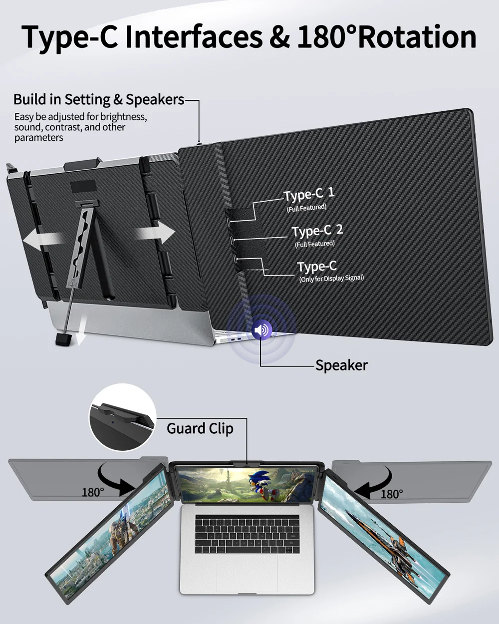 14.1" Tri-Screen Monitor 8 Macsecor 14.1 Inch Triple Screen Monitor 5