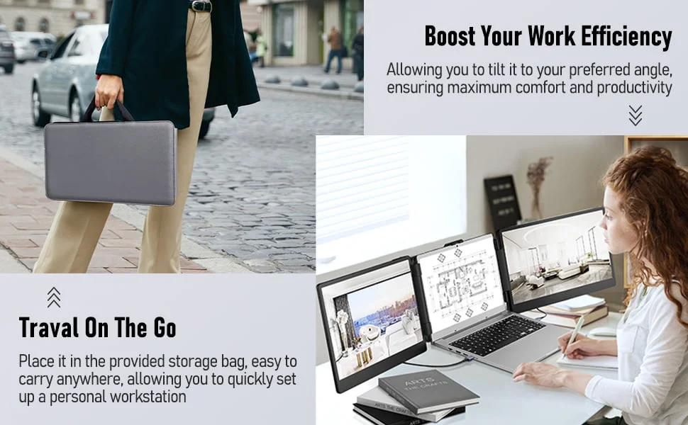 14.1" Tri-Screen Monitor 5 Macsecor 14.1 Inch Triple Screen Monitor Details 4