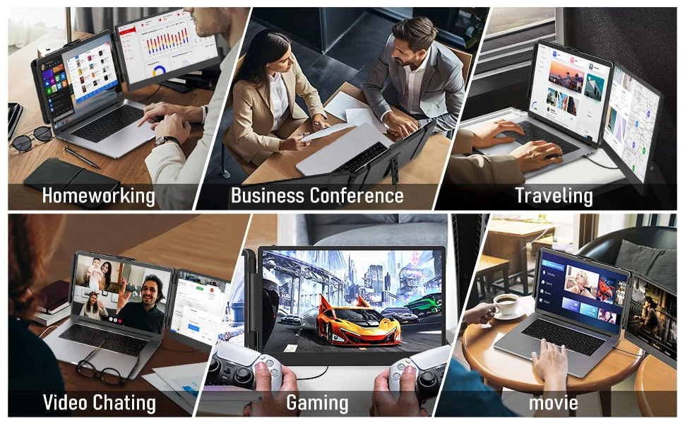 14.1" Dual-Screen Monitor 8 Macsecor S1 screen monitor applications for homeworking business trip entertainmance