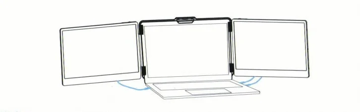 15.6" Triple Screen Extender 2 connect Macsecor S2 tri screen to laptop by Type C HDMI USB A cables