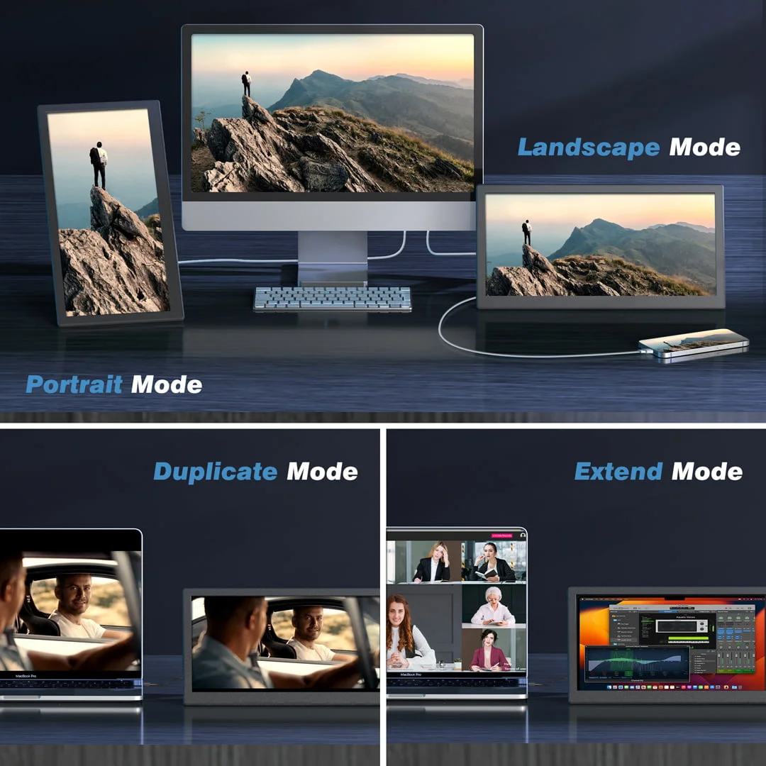 12.1 Inch Portable Monitor 6 Macsecor 12 inch portable monitor L3 landscape mode portrait mode and duplicate mode